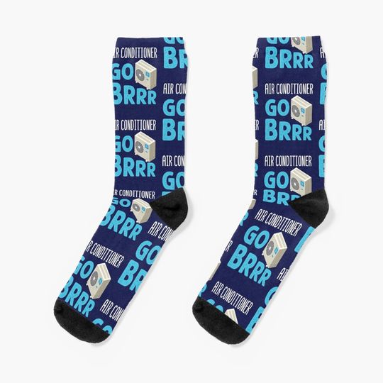 Discover Funny HVAC Technician Air Conditioner Go Brrr Socks