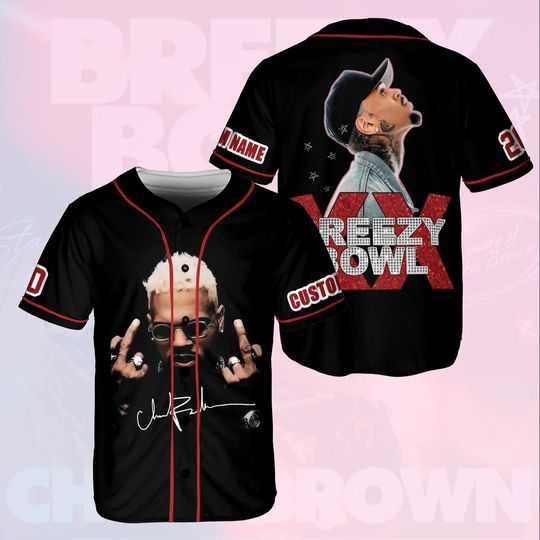 Customized Chris Brown Breezy Bowl XX Tour Baseball Jersey, Chris Brown Tour Jersey Shirt