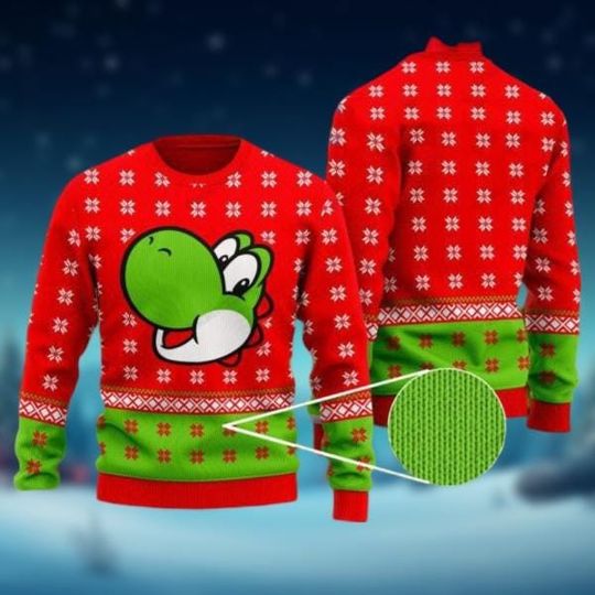 Discover Christmas Super Mario Yoshi Ugly Sweater, Mario Bros Xmas Sweater, Video Game Holiday Sweater, Xmas Party Gift For Women Men Kid