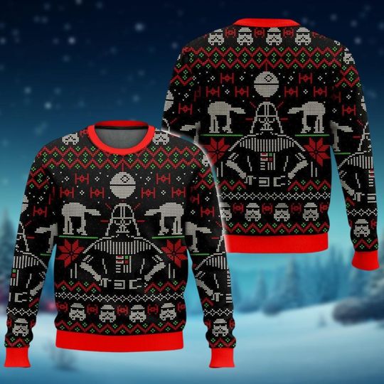 Christmas Darth Vader Ugly Sweater, Darth Vader Holiday Sweater, Xmas Party Gift, New Year Sweater, Star Wars Movie Sweater