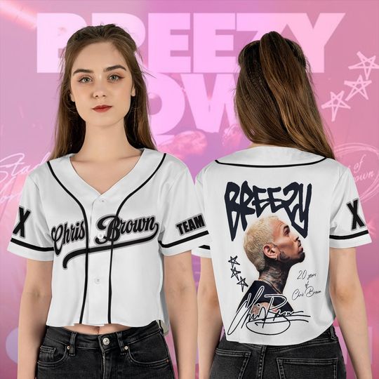 Discover Chris Brown Crop Top Baseball Jersey, Chris Brown Tour Jersey, Breezy Bowl XX 2025 Shirt, Chris Brown Shirt, Breezy Bowl Tee