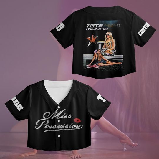 Discover Tate McRae T8 Croptop Jersey, Tate McRae Baseball Jersey, Tate McRae T8 Shirt, Tate McRae Tour Outfit, Fan Gift For Concert, Croptop Shirt