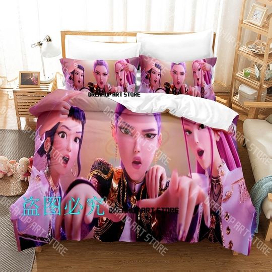 Kpop Demon Hunters Bedding Set, Twin to King Size, Kids Bedroom Duvet Cover & Sheet Set