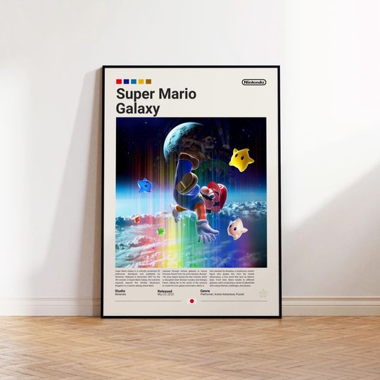 Discover Super Mario Galaxy Poster, Gaming Room Poster, Super Mario Fan Gift, Gaming Print Poster, Gamer Gift, Video Games Poster