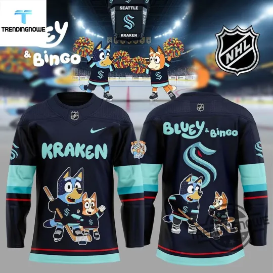 Discover Perosnalized Seattle Kraken Blu.ey And Bingo 2025 Hockey Shirt All Printed Gift