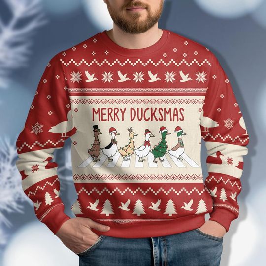 Christmas Ducks Ugly Sweater, Duck Christmas Shirt, Ugly Duck Sweater, Animals Christmas Sweater, Farm Lover Gift, Women Holiday Shirt