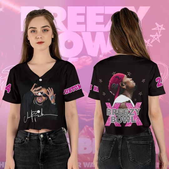 Discover Personalized Breezy Bowl 25 XX Tour Jersey, Chris Brown Crop Top Baseball Jersey, Concert Shirt for Chris Brown Fans, 2025 Breezy Bowl XX