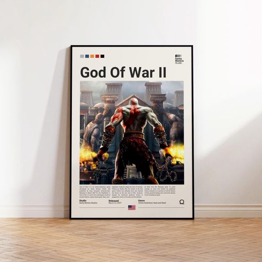 God Of War 2 Poster, Gaming Room Poster, God Of War Fan Gift, Gamer Gift, Video Games Poster, Gaming Wall Decor