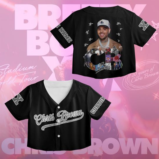 Discover Personalized Breezy Bowl 25 Tour Jersey, Chris Brown Crop Top Baseball Jersey, Concert Shirt for Chris Brown Fans, 2025 Breezy Bowl XX Tour
