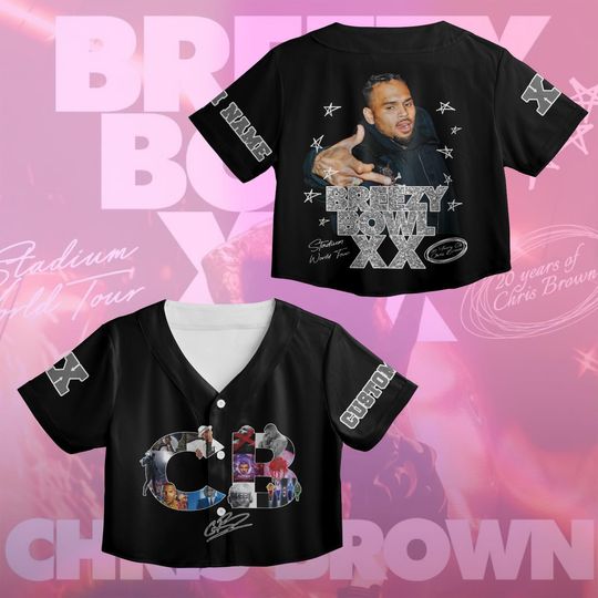 Personalized Breezy Bowl 25 Tour Jersey, Chris Brown Crop Top Baseball Jersey