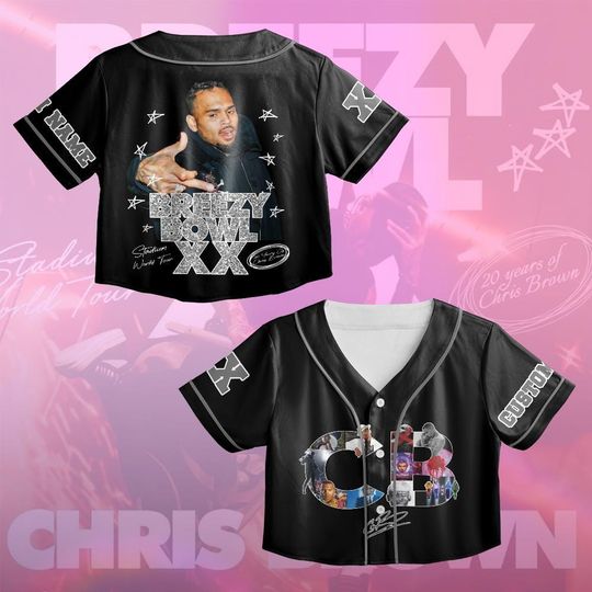 Discover Personalized Breezy Bowl 25 Tour Jersey, Chris Brown Crop Top Baseball Jersey, Concert Shirt for Chris Brown Fans, 2025 Breezy Bowl XX Tour