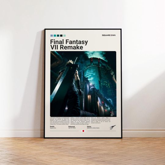 Final Fantasy 7 Poster, Gaming Room Poster, Final Fantasy Fan Gift, Gamer Gift, Video Games Poster, Gaming Wall Decor