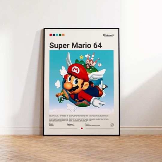 Super Mario 64 Poster, Gaming Room Poster, Super Mario 64 Fan Gift, Gamer Gift, Video Games Poster, Gaming Wall Decor