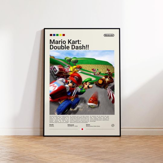 Mario Kart Double Dash Poster, Gaming Room Poster, Mario Kart Fan Gift, Gamer Gift, Video Games Poster, Gaming Wall Decor