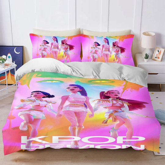 Girl's Gift Children's Bed Linen K-Pop Demon Hunter Microfiber Duvet Cover Bedding Set