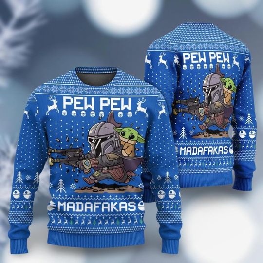 Discover Christmas Star Wars Pew Pew Madafakas Baby Yoda Sweater, Storm Troopers Sweater, Movies Christmas Sweater, Star Wars Family Sweater