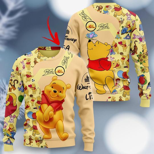 Discover Christmas Pooh Bear Christmas Shirt, Winnie The Pooh Ugly Christmas Sweater, Animal Kingdom Shirt, Kids Sweater, Christmas Party Gift