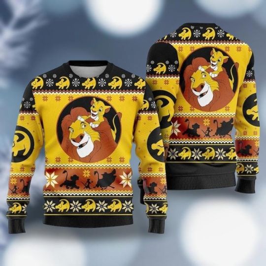Simba Lion King Christmas Sweater, Christmas Dad And Son Shirt, Timon Pumbaa Shirt, Gift For Christmas, Holiday Ugly Xmas Sweater