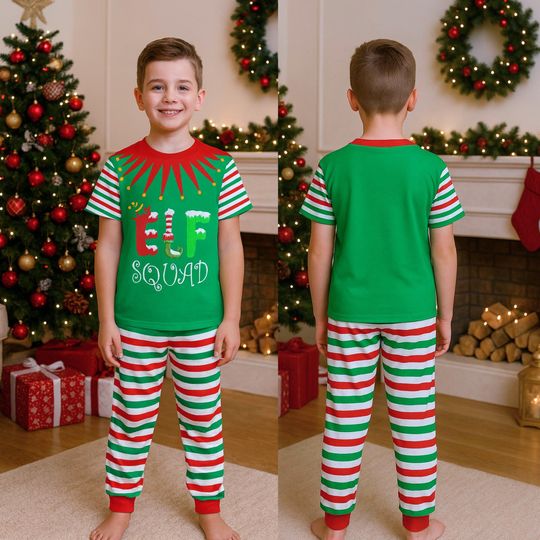 Discover e l f squad funny christmas movie t-shirt and pants, holiday cosplay outfit, family matching tee, christmas gift for kid adult