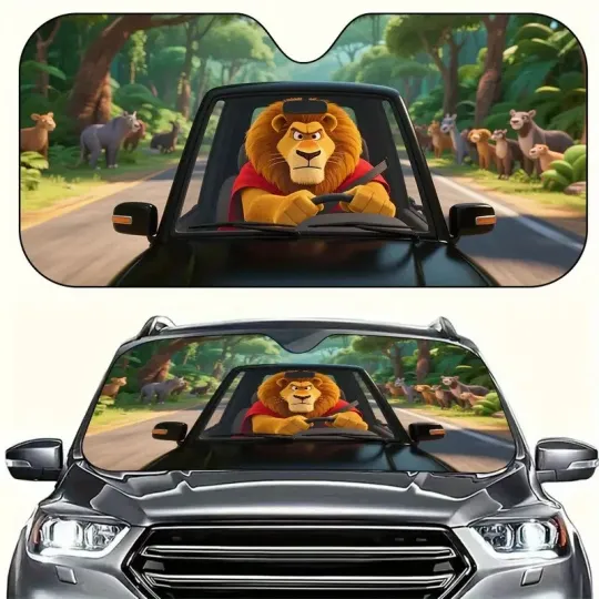 Lion Car Sun Shade, Animal Kingdom, Lion Fan Gift