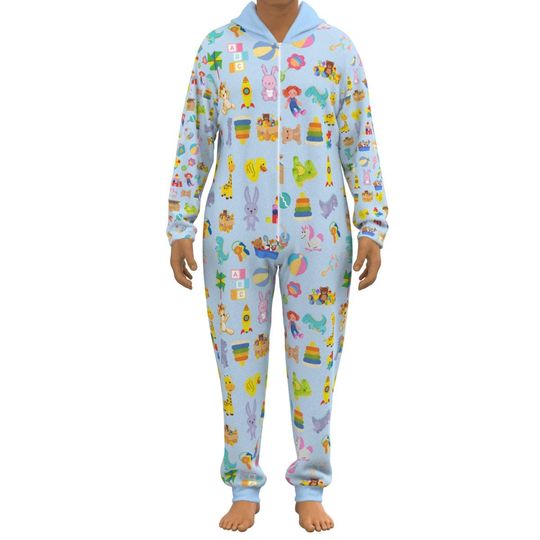 Adult Baby Jumpsuit: Blue Toy Design
