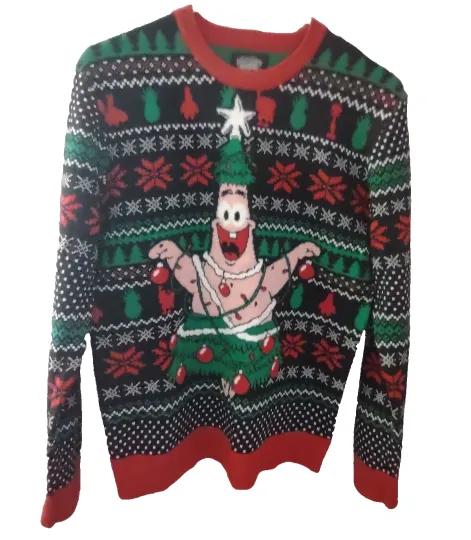 SpongeBob SquarePants Men's Small Patrick Star Knit Ugly Christmas Sweater Tree