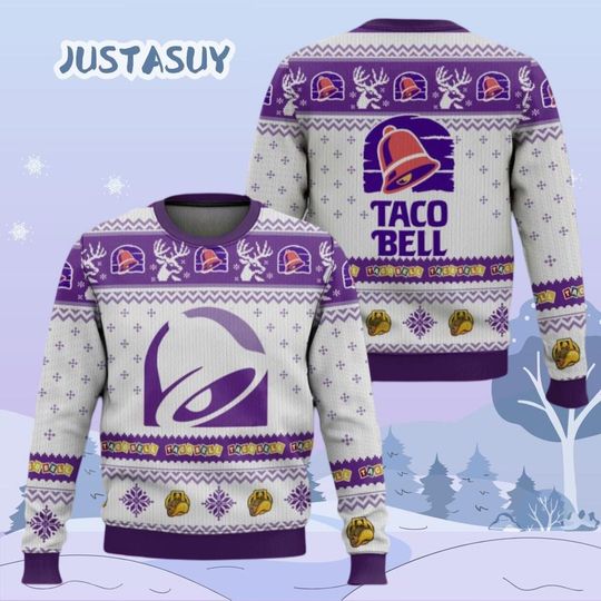 Taco Bell Christmas Ugly Sweater, Junk Food Holiday Sweater