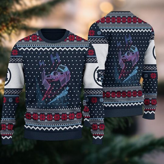 Discover Star Wars Tie Fighter Battle Ugly Sweater,  Disneyland Planet-themed Ugly Sweater