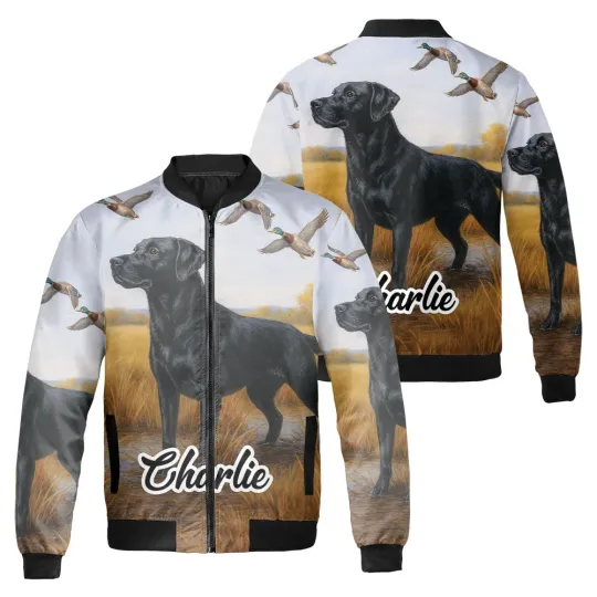 Personalized Labrador Hunting Ducks Gift For Hunter Dog Lovers Bomber Jacket