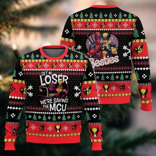 Deadpool Wolverine Ugly Sweater, Marvel Holiday Pullover