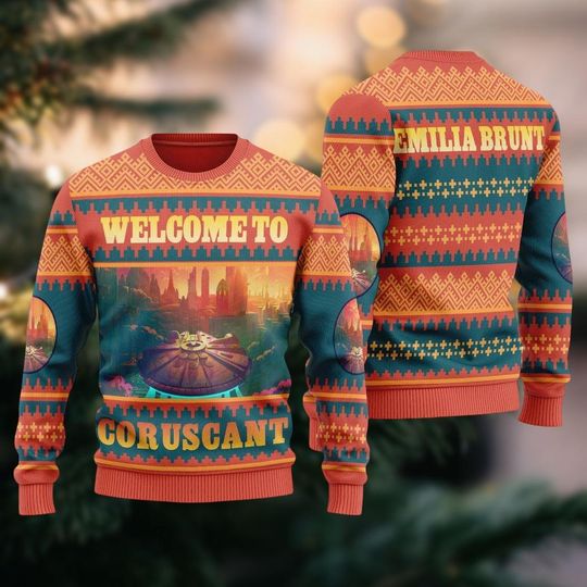 Discover Star Wars Planet Christmas Ugly Sweater, Coruscant City Graphic Sweatshirt