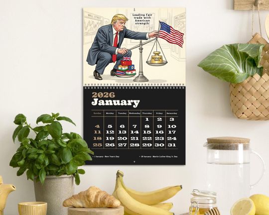 2026 Donald Trump Wall Calendar, Funny Political Gag Gift, MAGA Republican Souvenir, 45 47 President Trump Collectible Calendar V2