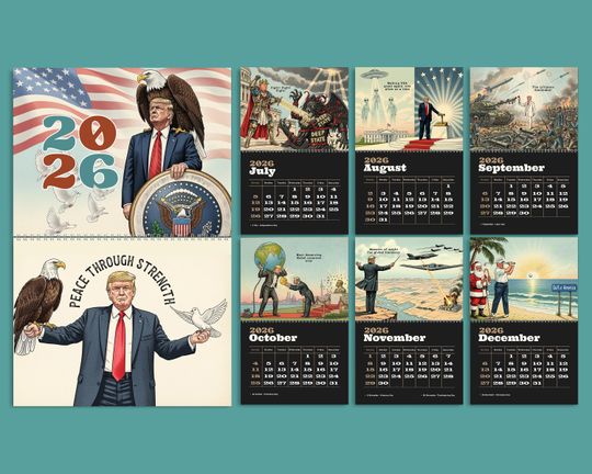 Discover 2026 Donald Trump Wall Calendar, Funny Political Gag Gift, MAGA Republican Souvenir, 45 47 President Trump Collectible Calendar V2