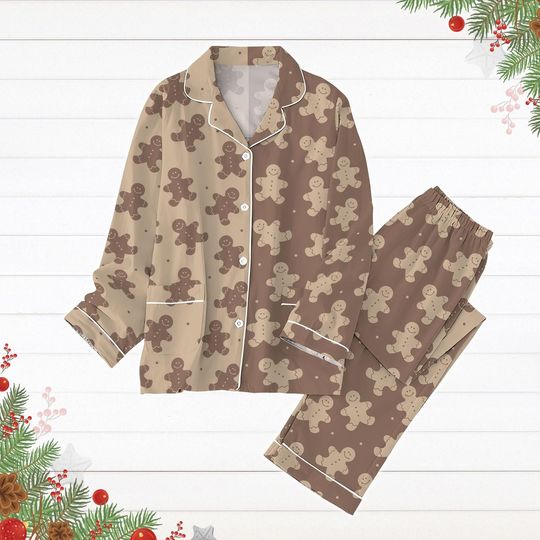 Discover Christmas Gingerbread Pajama Set for Adults, Cute Christmas Gift