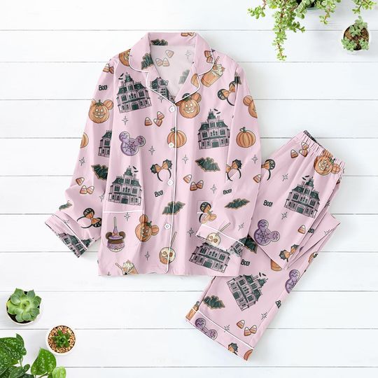 Discover Disney Mickey Halloween Pajama Set for Women, Pumpkin Ghost Spooky Family Matching Sleepwear