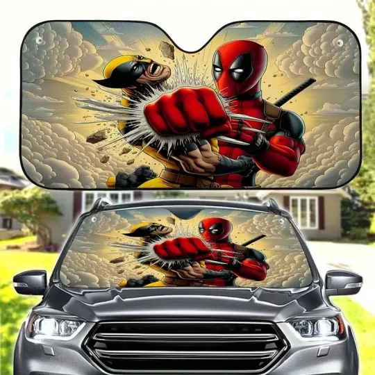 Deadpool & Wolverine Breaking Glass Car Sun Shade