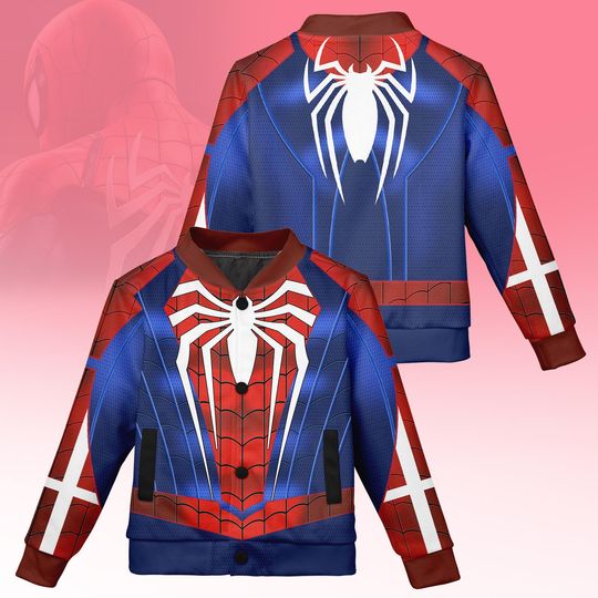 Spider-Man Costume Baseball Jacket, Spiderman Varsity Jacket, Spider Man Cosplay, Spidey Shirt, Superhero Cartoon Shirt, Gift For Him