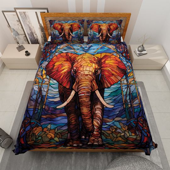 Discover Vintage Elephant Quilt Bedding Set: Retro Wildlife Blanket
