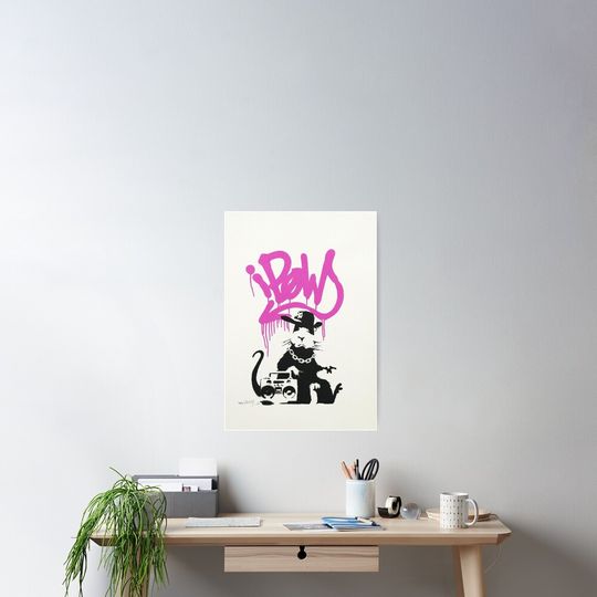 Gangsta Rat (AP pink) By Banksy Poster