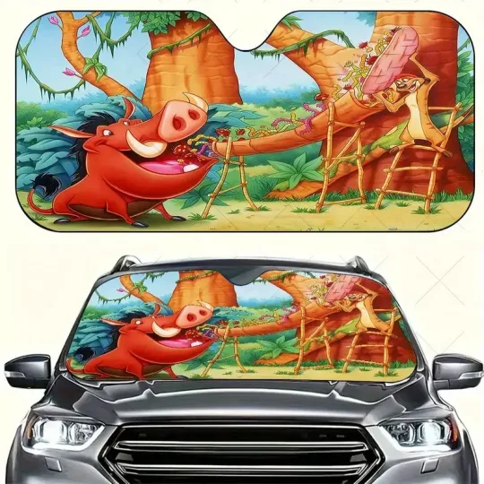Funny Pumbaa and Timon The Lion King Car Sun Shade