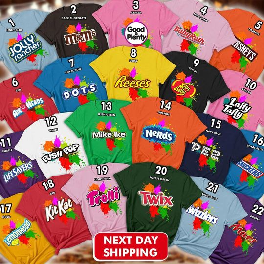 Colorful Chocolate Bar Colorful Halloween Costume Shirt, Matching Family Group Tee, Candy Group Costume, Halloween Friends Costume Shirt