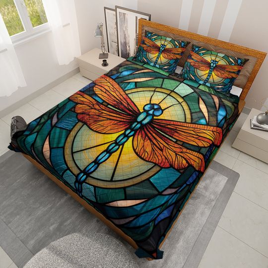 Discover Vintage Dragonfly Quilt Bedding Set: Retro Christmas Blanket
