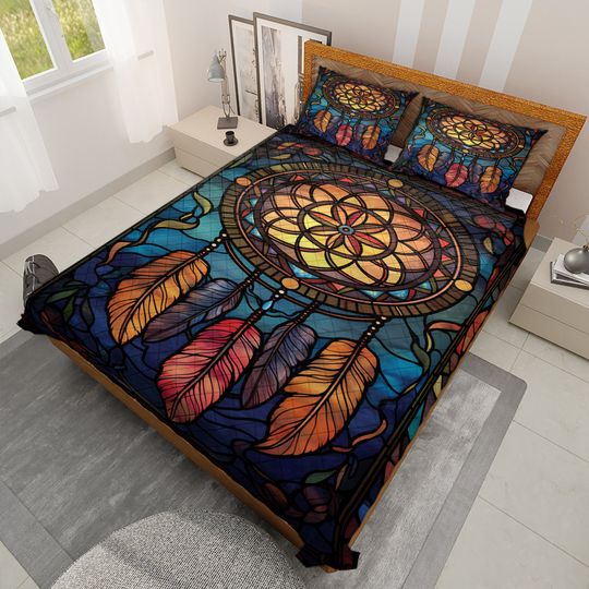 Discover Vintage Dreamcatcher Quilt Bedding Set: Native American Hippie Style