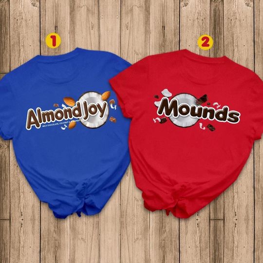 Candy Bar Couple Halloween Shirt, Almond joy And Mounds Matching His And Her Candy Halloween Shirt, Matching Couple Halloween Adult Costume