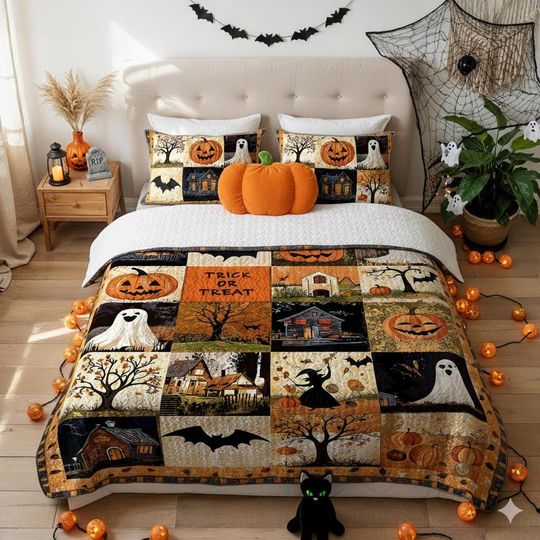 Discover Personalized Halloween Quilt Bedding Set or Duvet Cover Set