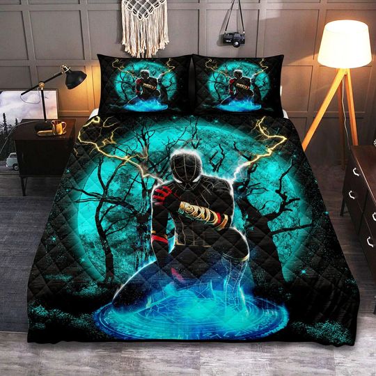 Discover Personalized Spiderman Black Suit Moonlight 3-pc Quilt Bedding Set