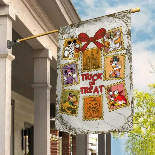 Discover Vintage Mickey & Friends Halloween Garden Flag with Coquette Bow