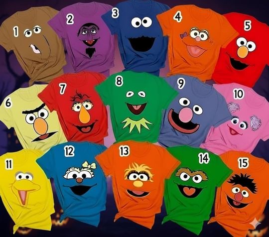 Discover Sesame Squad Halloween Shirt, Retro Character Costume Tee, Family Matching Outfit, Teacher Group Top, Cute Trick or Treat, Softball Costume