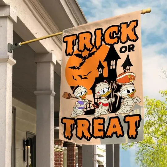 DuckTales Huey Dewey Louie Witch Hazel Halloween Garden Flag