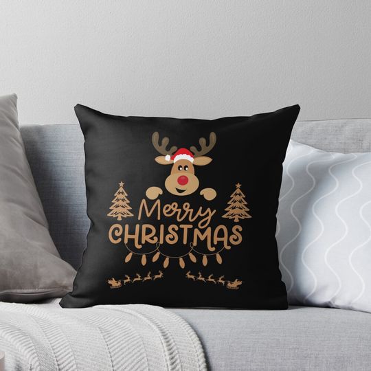 Merry Funny Christmas Reindeer Xmas Family Men Women Youth Pillow